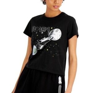 𝅺JR639 Love Tribe Black Juniors' NASA 1981 Graphic T-Shirt Size XL